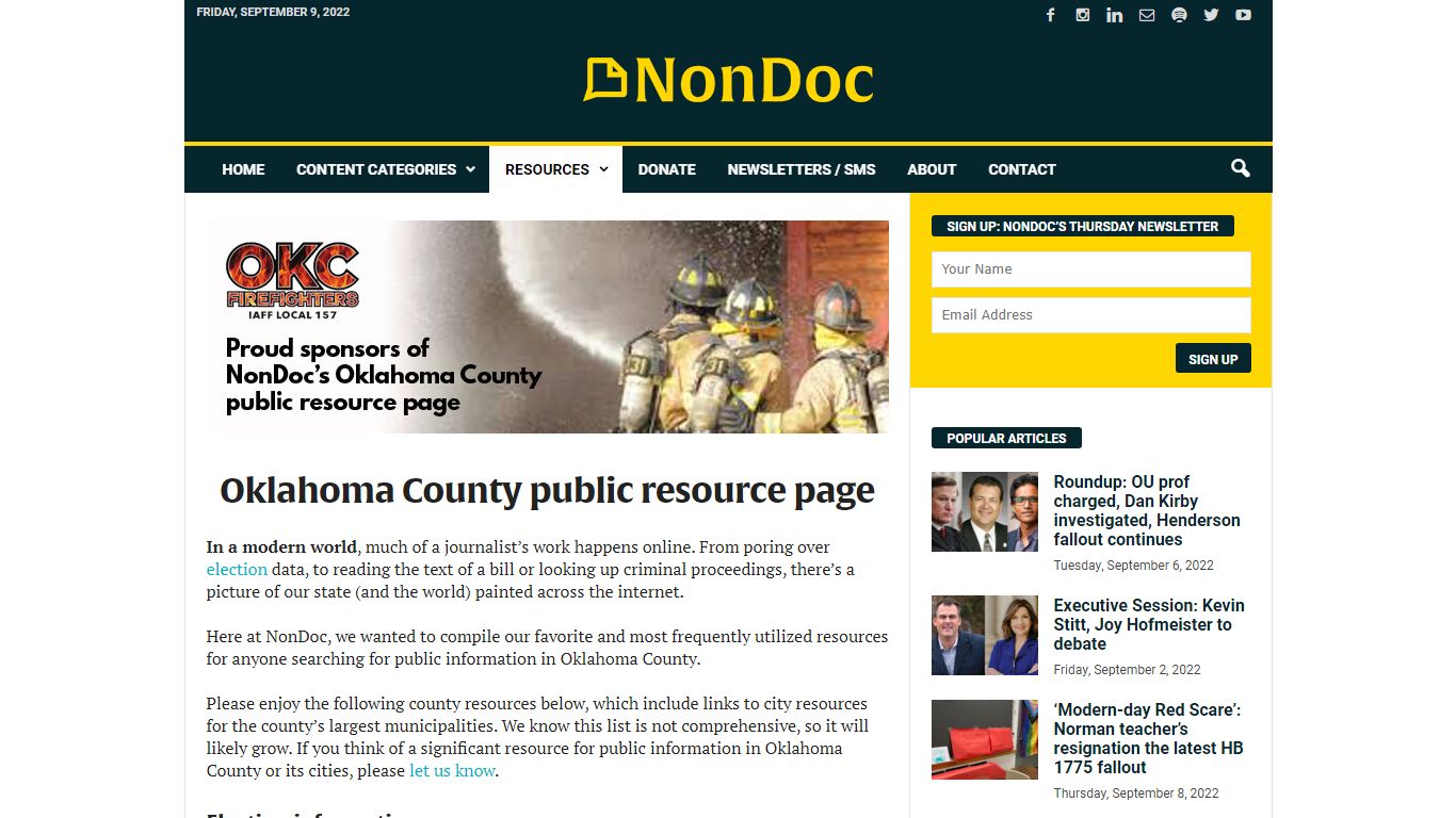 Oklahoma County public resource page - NonDoc