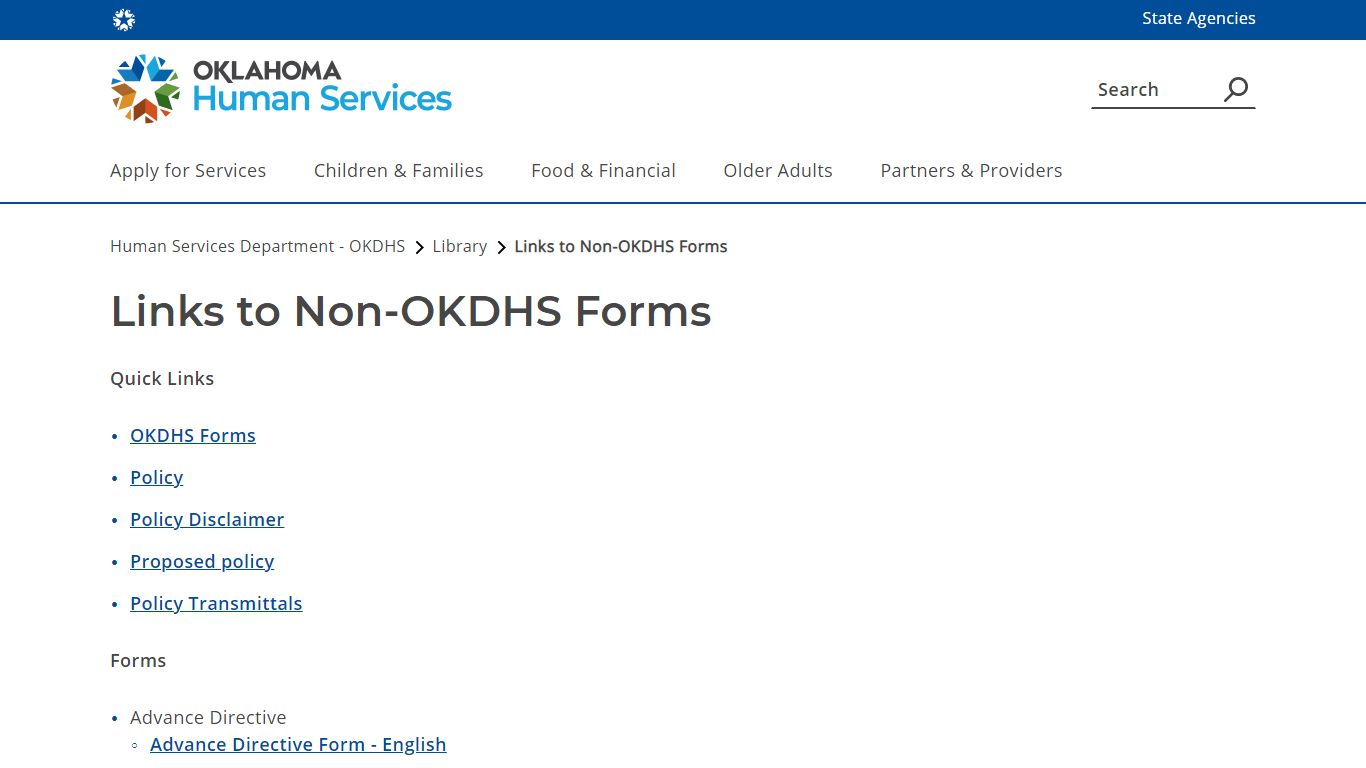 Links to Non-OKDHS Forms - Oklahoma